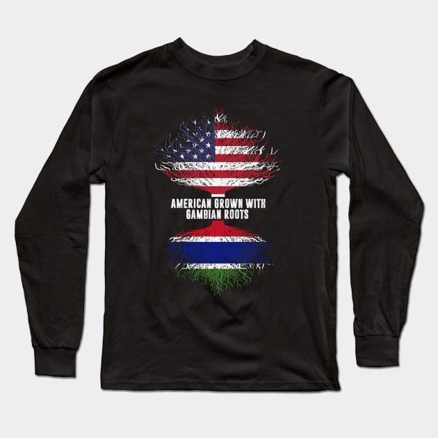 American Grown with Gambian Roots USA Flag Long Sleeve T-Shirt by silvercoin